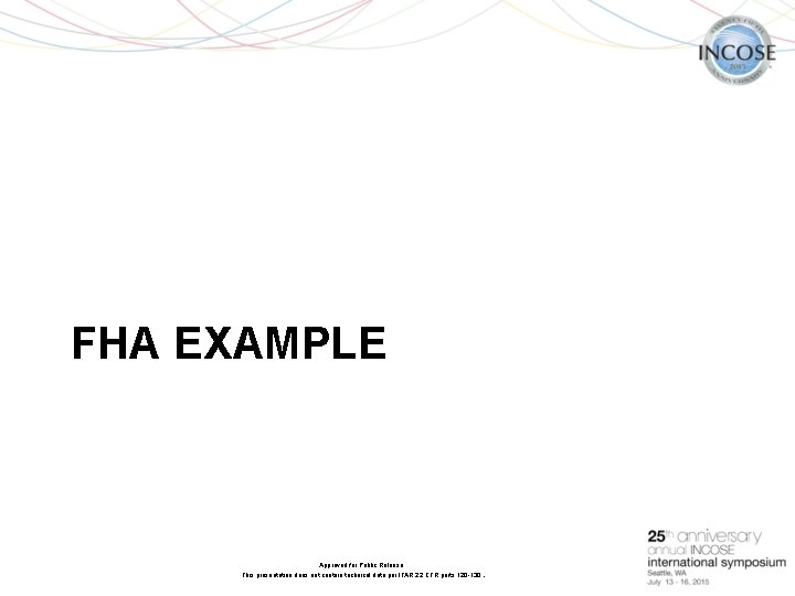 July FHA EXAMPLE Approved for Public Release. This presentation does not contain technical data