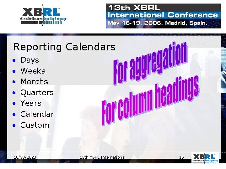 Reporting Calendars • • Days Weeks Months Quarters Years Calendar Custom 10/30/2020 13 th
