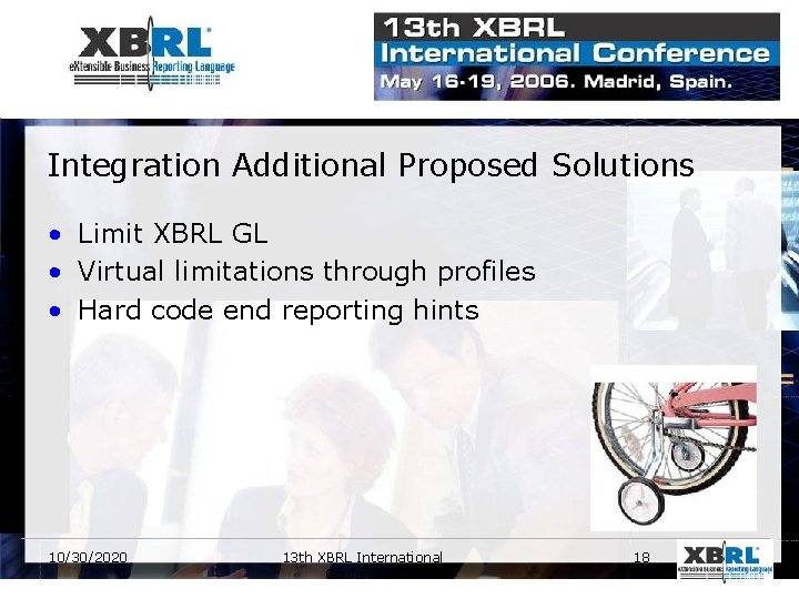 Integration Additional Proposed Solutions • Limit XBRL GL • Virtual limitations through profiles •