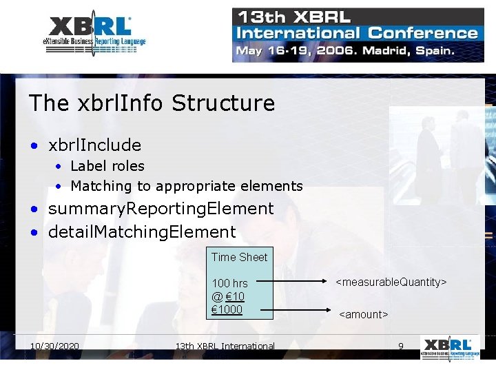 The xbrl. Info Structure • xbrl. Include • Label roles • Matching to appropriate