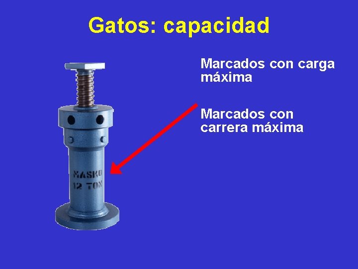 Gatos: capacidad Marcados con carga máxima Marcados con carrera máxima 