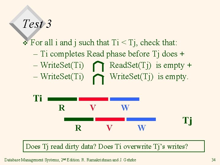 Test 3 v For all i and j such that Ti < Tj, check