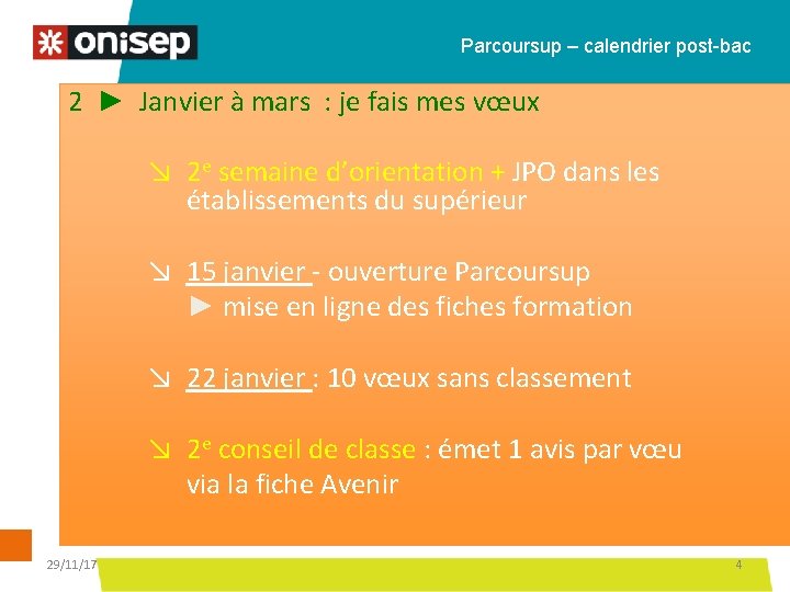 Parcoursup – calendrier post-bac 2 ► Janvier à mars : je fais mes vœux