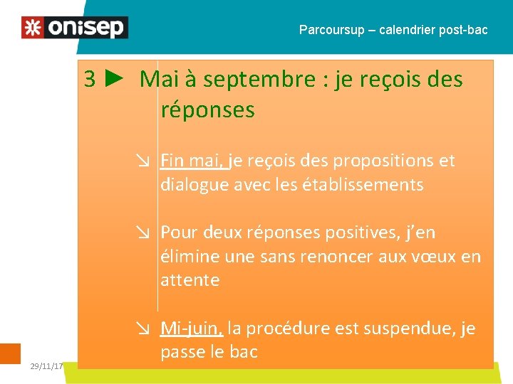 Parcoursup – calendrier post-bac 3 ► Mai à septembre : je reçois des réponses