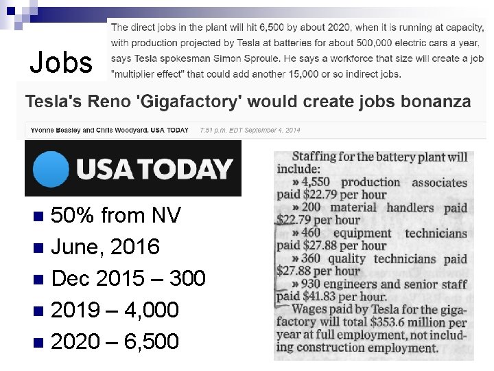 Jobs 50% from NV n June, 2016 n Dec 2015 – 300 n 2019