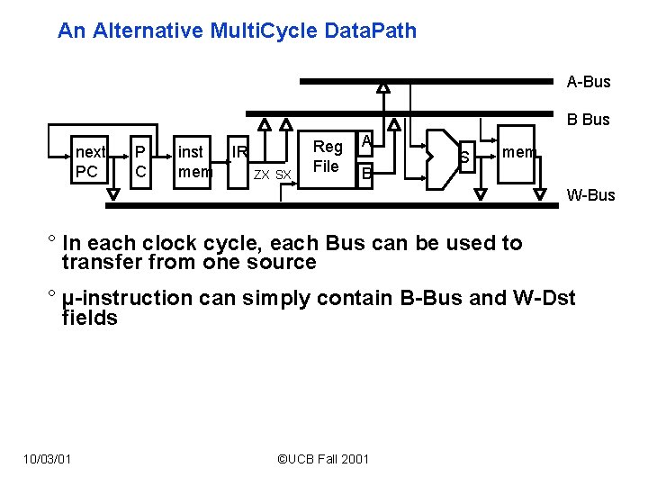 An Alternative Multi. Cycle Data. Path A-Bus B Bus next PC P C inst