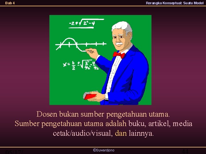 Bab 4 Rerangka Konseptual: Suatu Model Dosen bukan sumber pengetahuan utama. Sumber pengetahuan utama