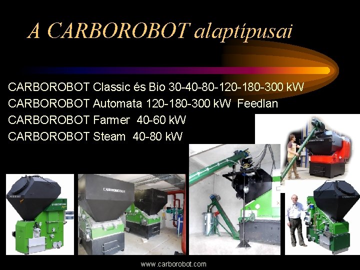 A CARBOROBOT alaptípusai CARBOROBOT Classic és Bio 30 -40 -80 -120 -180 -300 k.
