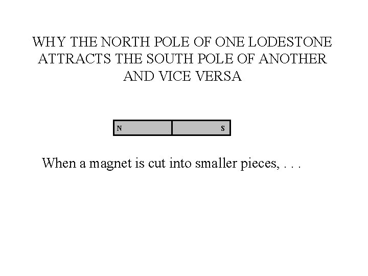 WHY THE NORTH POLE OF ONE LODESTONE ATTRACTS THE SOUTH POLE OF ANOTHER AND