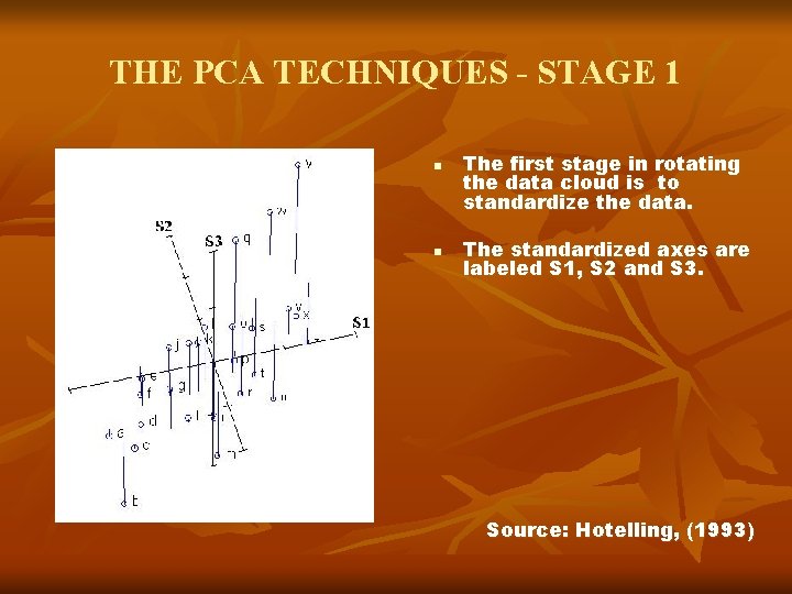 THE PCA TECHNIQUES - STAGE 1 n n The first stage in rotating the