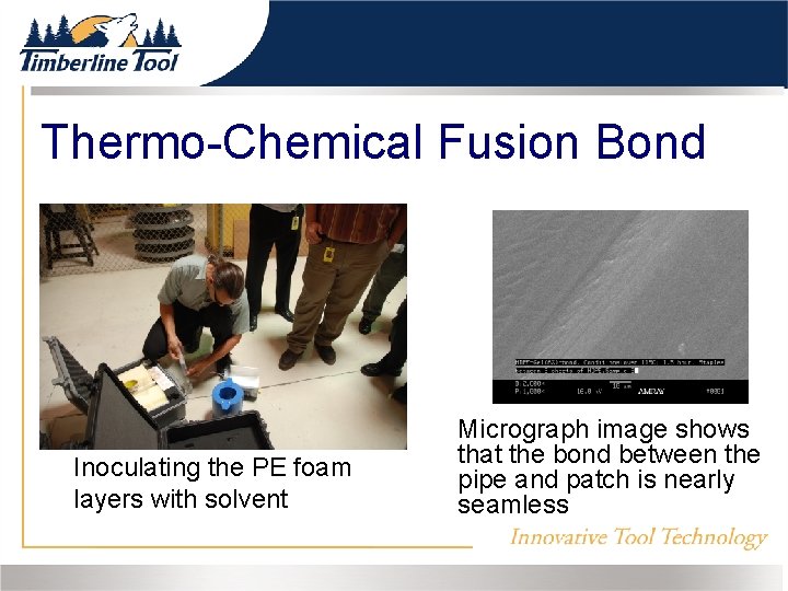 Thermo-Chemical Fusion Bond Inoculating the PE foam layers with solvent Micrograph image shows that