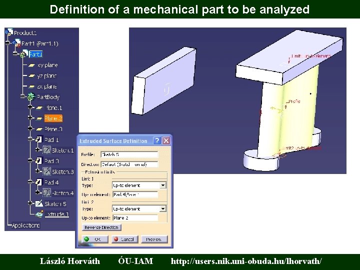 Definition of a mechanical part to be analyzed László Horváth ÓU-IAM http: //users. nik.