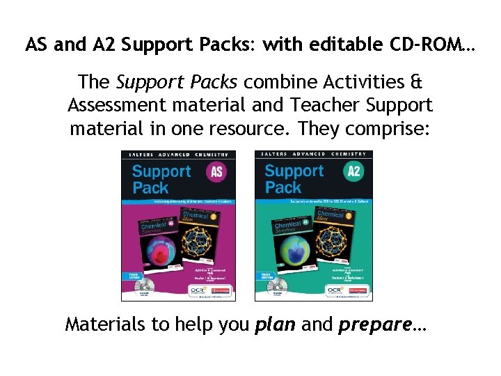 AS and A 2 Support Packs: with editable CD-ROM… The Support Packs combine Activities
