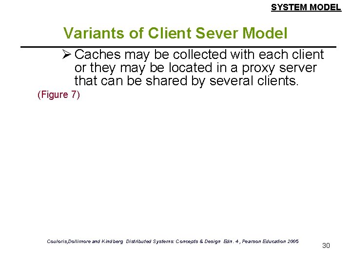 SYSTEM MODEL Variants of Client Sever Model Ø Caches may be collected with each