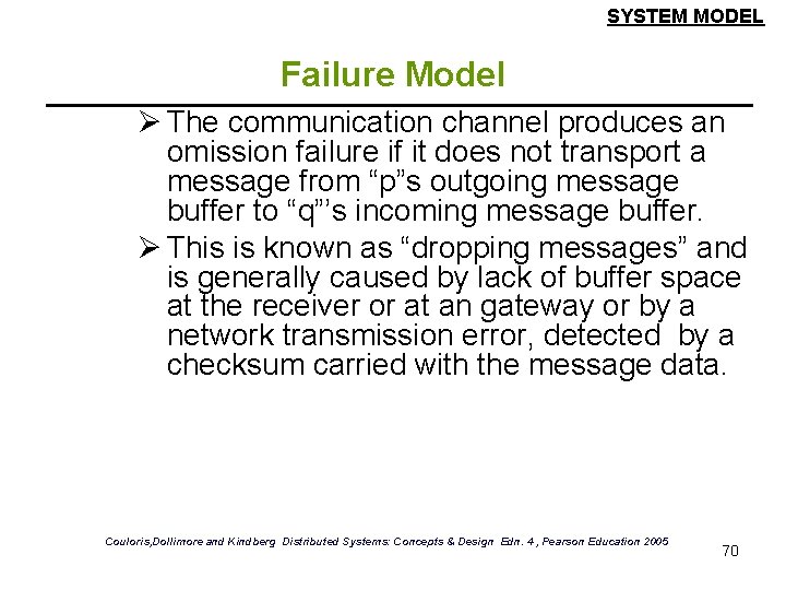 SYSTEM MODEL Failure Model Ø The communication channel produces an omission failure if it SYSTEM MODEL Failure Model Ø The communication channel produces an omission failure if it