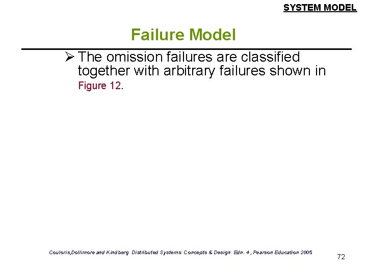 SYSTEM MODEL Failure Model Ø The omission failures are classified together with arbitrary failures