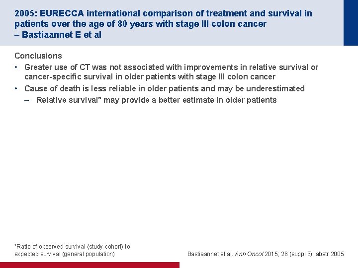 2005: EURECCA international comparison of treatment and survival in patients over the age of