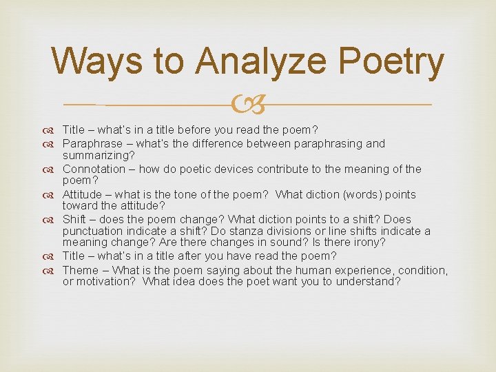 Ways to Analyze Poetry Title – what’s in a title before you read the