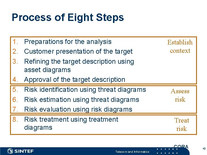 Process of Eight Steps 1. Preparations for the analysis 2. Customer presentation of the