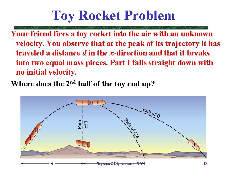 Toy Rocket Problem Your friend fires a toy rocket into the air with an