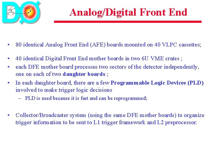 Analog/Digital Front End • 80 identical Analog Front End (AFE) boards mounted on 40