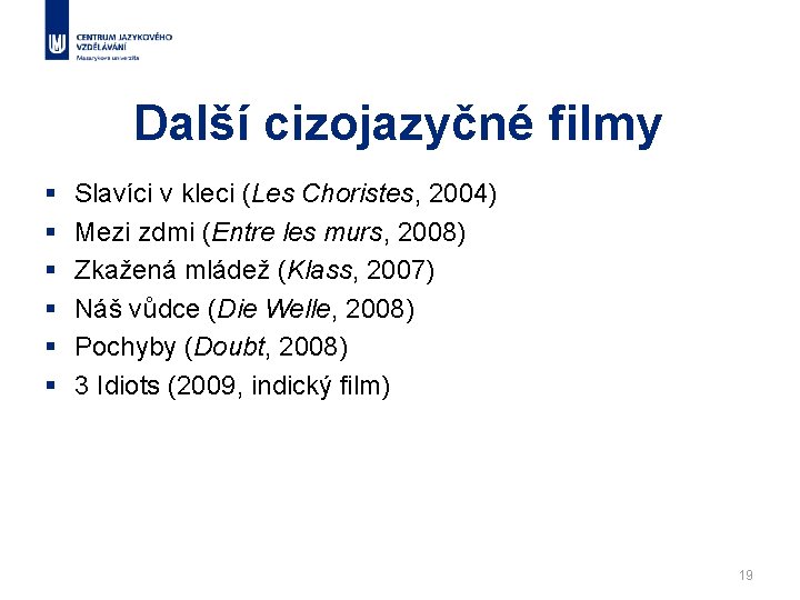Další cizojazyčné filmy § § § Slavíci v kleci (Les Choristes, 2004) Mezi zdmi