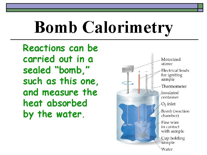 Bomb Calorimetry Reactions can be carried out in a sealed “bomb, ” such as