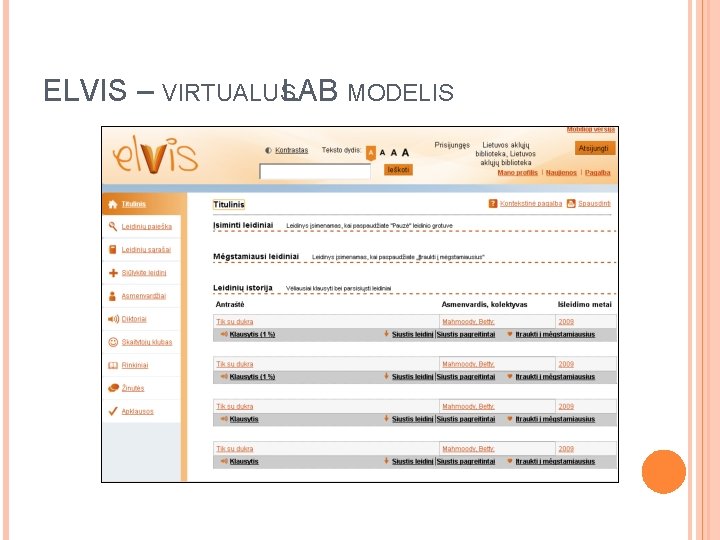 ELVIS – VIRTUALUSLAB MODELIS 