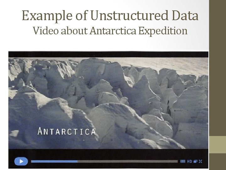 Example of Unstructured Data Video about Antarctica Expedition 