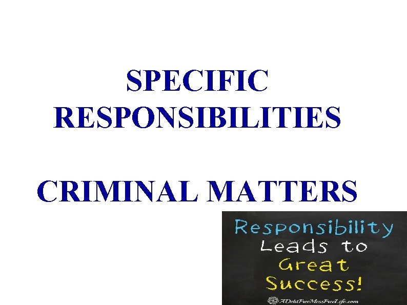 SPECIFIC RESPONSIBILITIES CRIMINAL MATTERS 