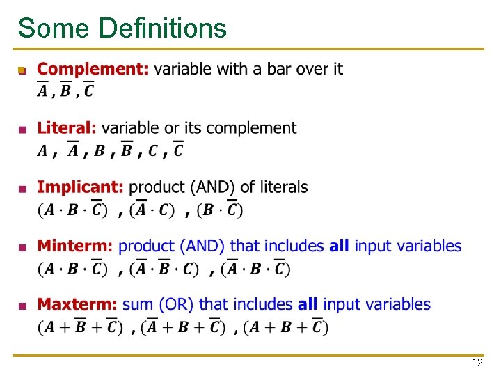 Some Definitions n 12 