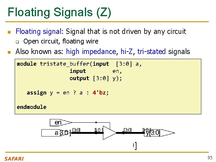 Floating Signals (Z) n Floating signal: Signal that is not driven by any circuit