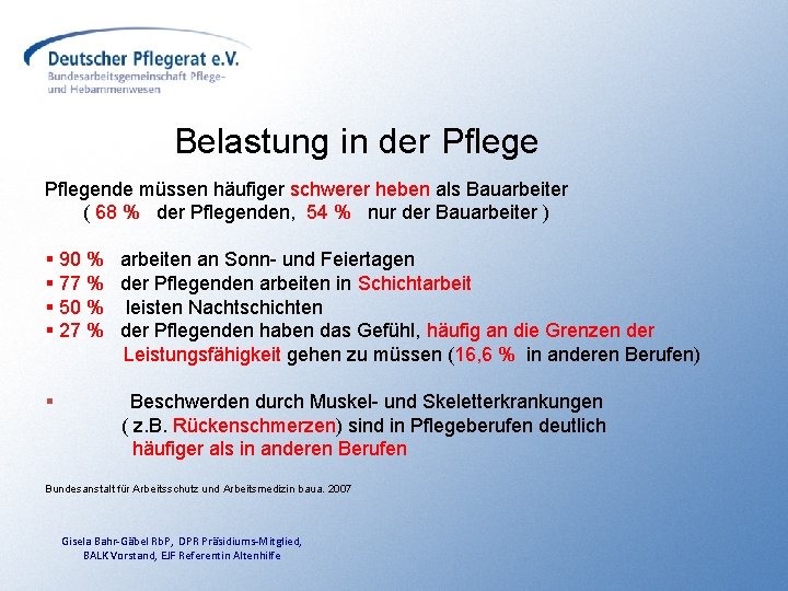 Belastung in der Pflegende müssen häufiger schwerer heben als Bauarbeiter ( 68 % der