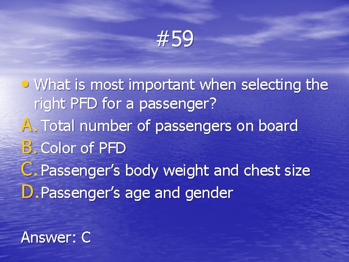 #59 • What is most important when selecting the right PFD for a passenger?