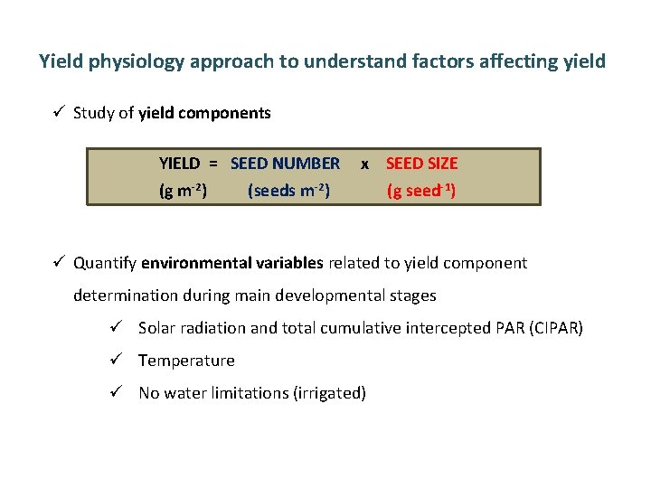 Soybean regional PD x MG study Yield physiology approach to understand factors affecting yield