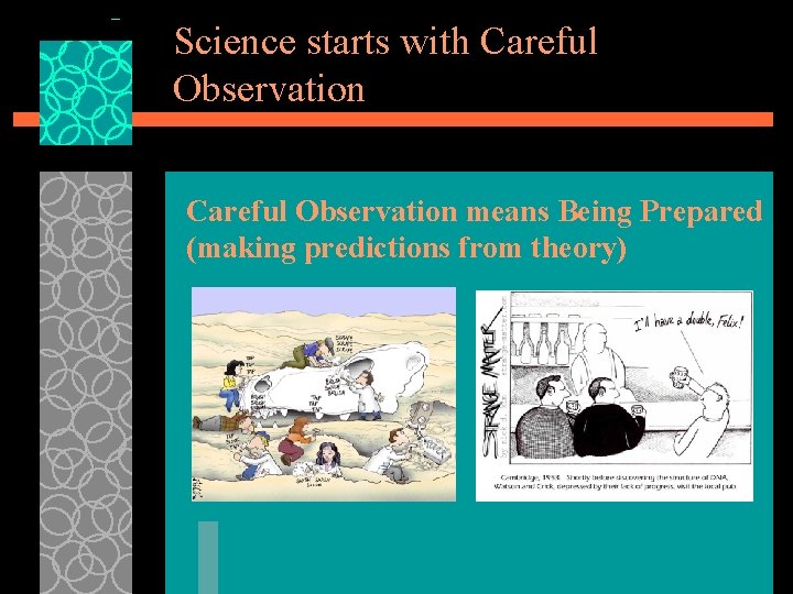 Science starts with Careful Observation means Being Prepared (making predictions from theory) 
