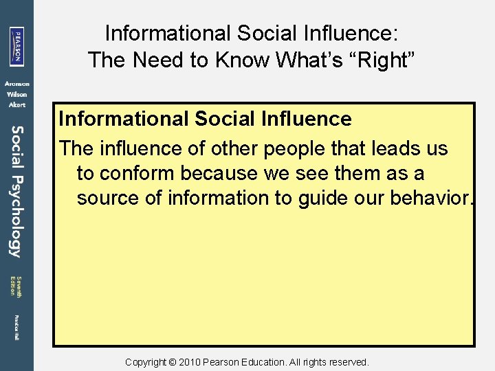 Informational Social Influence: The Need to Know What’s “Right” Informational Social Influence The influence