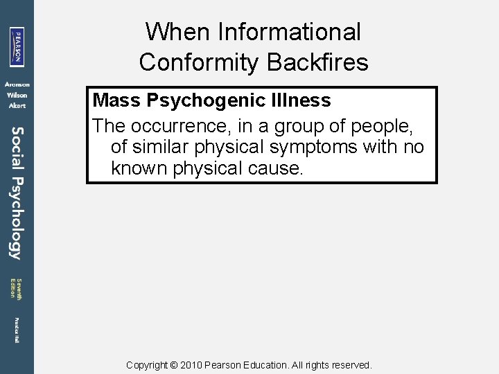 When Informational Conformity Backfires Mass Psychogenic Illness The occurrence, in a group of people,