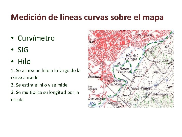 Medición de líneas curvas sobre el mapa • Curvímetro • SIG • Hilo 1.