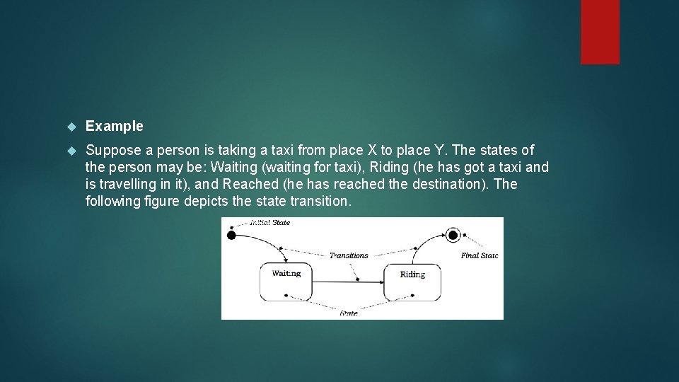  Example Suppose a person is taking a taxi from place X to place
