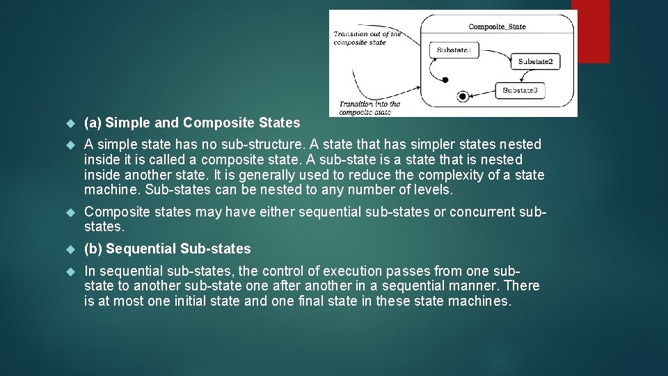 (a) Simple and Composite States A simple state has no sub-structure. A state (a) Simple and Composite States A simple state has no sub-structure. A state