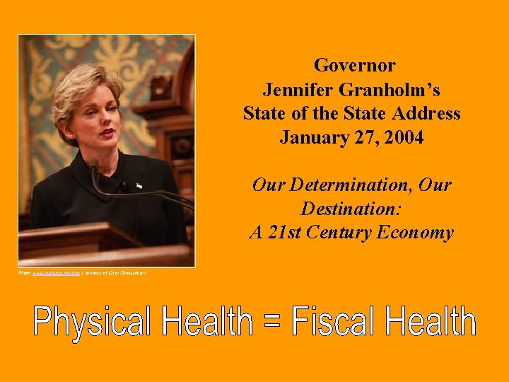 Governor Jennifer Granholm’s State of the State Address January 27, 2004 Our Determination, Our