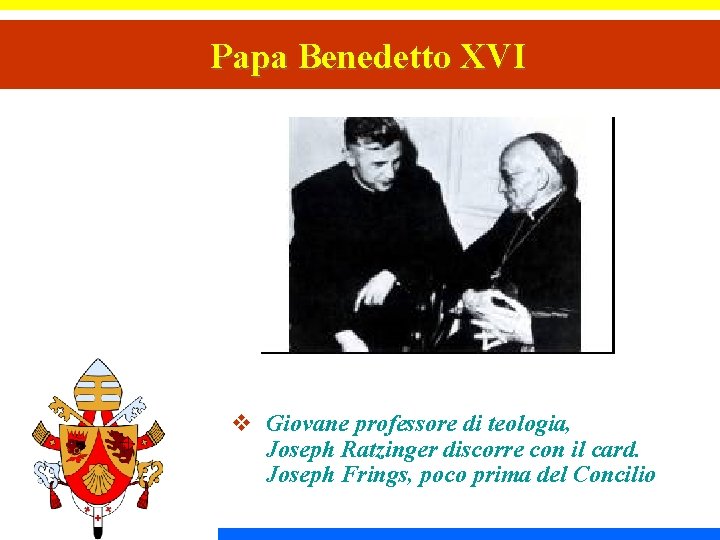 Papa Benedetto XVI v Giovane professore di teologia, Joseph Ratzinger discorre con il card.
