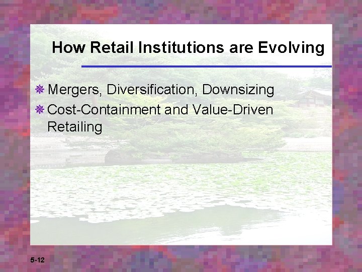 How Retail Institutions are Evolving ¯ Mergers, Diversification, Downsizing ¯ Cost-Containment and Value-Driven Retailing
