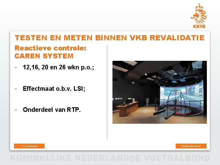 TESTEN EN METEN BINNEN VKB REVALIDATIE Reactieve controle: CAREN SYSTEM - 12, 16, 20