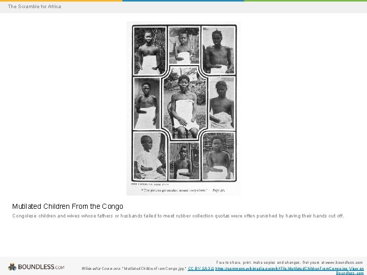 The Scramble for Africa Mutilated Children From the Congolese children and wives whose fathers