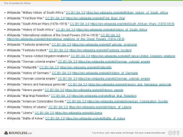 The Scramble for Africa • Wikipedia. "Military history of South Africa. " CC BY-SA
