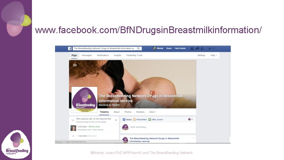 www. facebook. com/Bf. NDrugsin. Breastmilkinformation/ ©Wendy Jones Ph. D MRPharm. S and The Breastfeeding