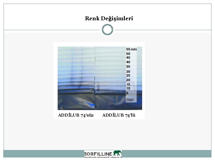 Renk Değişimleri ADDİLUB 74’süz ADDİLUB 74’lü 