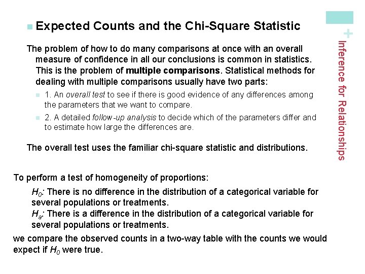 Counts and the Chi-Square Statistic n 1. An overall test to see if there